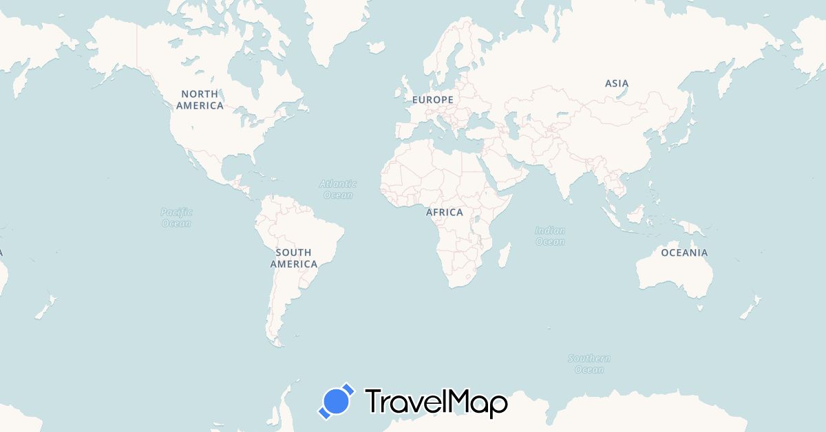 TravelMap itinerary: driving, hiking, boat, hitchhiking, motorbike, walking in Botswana, Ethiopia, Kenya, Malawi, Tanzania, South Africa, Zambia (Africa)